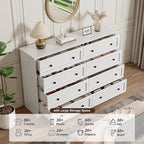 8 Drawer Double Dresser for Bedroom, 55.1" Wide White Dressers & Chests of Drawers with Large Capacity Storage,White Dresser for Bedroom, Hallway
