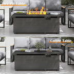 Sundale Outdoor 5 Pieces Patio Furniture Set with Fire Pit Table, Metal Outdoor Sectional Sofa with 6" Olefin Cushion, Modern Outdoor Conversation Sets (4 Seats, Grey Frame)