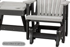 DutchCrafters Slat Fan Back Double Poly Adirondack Glider Outdoor Patio Chairs with Center Table (Black & Blue)