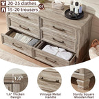 Farmhouse Bedroom Dresser and Nightstand Set of 4, 6 Drawer Tall & Low Dresser & 2 Drawer Nightstand Set, Rustic Wood Bedroom Furniture Set for Livingroom, Hallway, Grey