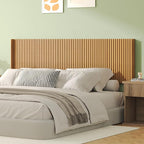 COCO DESIGN King Size Headboard Only, 80" Wide Wooden Headboard, Mid Century Modern Farmhouse Boho HeadBoard, Wall Mount, Fluted Panel, Wingback Design, Natural