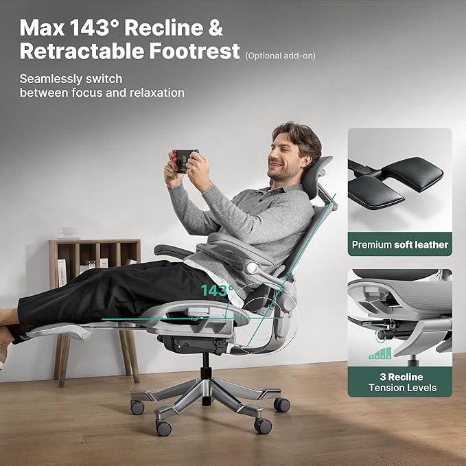 HINOMI H2 Pro Premium Ergonomic Office Chair - Comfy Home Office Desk Computer Chair with Adjustable Back Support, Swivel Wheels, Flip-up Arms, Comfortable Mesh Seat for Desk Work (Cream White)