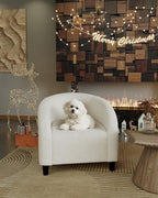 GarveeHome Accent Chair Living Room Chairs Boucle Barrel Chairs Round Armchairs for Bedroom Waiting Room Office Reception Chairs(Beige)