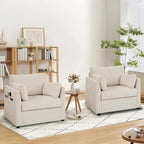 Accent Chair Set of 2 Living Room Chairs in Corduroy Fabric,Reading Chair Sofa couches for Apartment Bedroom and Small Spaces. (Beige, 2 Chairs)