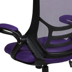 Flash Furniture Porter High-Back Swivel Office Chair with Adjustable Lumbar Support and Seat Height, Ergonomic Mesh Desk Chair with Flip-Up Armrests, Purple/Black