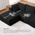 KINGYES 107'' Modular Sectional Sofa, L Shaped Cloud Couch for Living Room, Modern Boneless Sofa with Chaise for Bedroom, Black