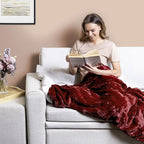 Everlasting Comfort Soft & Comfortable Red Faux Fur Throw Blanket for Couch - (50"x65") Minky & Fluffy Fall Blankets & Throws, Plush Fuzzy Cover for Bed, Sofa & Living Room - Cozy Home Decor