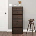 Prepac Astrid Tall Brown Dresser: 16.5"D x 19.75"W x 50"H, 6-Drawer Chest for Bedroom by Prepac - Perfect Chest of Drawers for Ample Storage