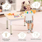 Toddler Table, 7 Level Height Adjustable Kids Play Furniture for Ages 3-8, Rectangular Plastic, 23.6" W x31.5 L, Multi-Activity Desk with Graffiti Desktop for Home & Daycare