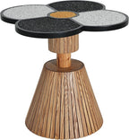 Christopher Knight Home Maven Four-Leaf Clover Side Table for Living Room, Modern Sofa End Table, Wooden Accent Table with Pedestal Base, Natural+Black+White