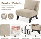 Armless Set of 2 Accent Chair,Modern Comfy Upholstered Living Room Chairs with Wooden Legs& Pillows,Lounge Sofa Side Chair for Bedroom Farmhouse Reading (Brown, 2 PCS)