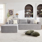 108" Boneless Couches for Living Room, Modular Sectional Sofa with Oversized Chaise, L-Shape Cloud Couch with Deep Seat, High-Density Memory Foam, No Assembly Required, Plush Corduroy Grey