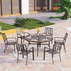 PHI VILLA 2 Pcs Patio Metal Dining Chairs, Outdoor Wroght Iron Seating Dining Chairs, Stackable Bistro Chair for Garden, Backyard, Lawn, Supports 300 lbs