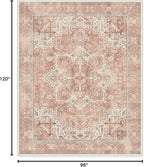 RUGGABLE Washable Area Rug – Kamran Rose Pink 8x10, Stain-Resistant, Non-Slip – Large Machine Washable Rugs for Living Room, Bedroom, Hallway, Entryway & Office–with Cushioned Pad