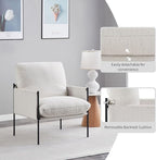 FLEXISPOT Accent Chair for Living Room,Arm Chair for Bedroom,with Wide Large Plus Size Cushion,Metal Frame,Reading Bedroom Chair Armchair for Home/Office/Cafe/Apartment/Waiting Room,White