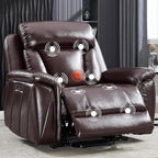 CANMOV 50" Wide Oversized Recliner, Faux Leather Power Lift Recliner Chair, Extra Large Lift Chair with Massage and Heat, Stand Up Recliner for Elderly Big and Tall, Brown