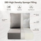 Luxury 6" Outdoor Cushions for Patio Furniture, 24x24x6" Thick Seat Cushion Set of 3, Fade Resistant Couch Chair Replacement Cushions High Density Deep Wicker Chair Cushion w/ Removable Cover Gray