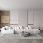 WJShome 158" Oversized Modular Sectional Sofa, L Shaped Couch with Ottoman,Sectional Couches for Living Room,Large Linen Deep Seat with Pillow Couches for Home,Spacious Space,White