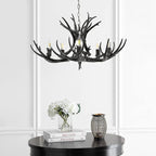 JONATHAN Y JYL6300C Eldora 30" Adjustable Resin Antler 5-Light LED Chandelier, Glam, Rustic,Cottage,Transitional, Dimmable Dining Room, Living Room, Kitchen, Foyer, Bedroom, Black