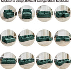 Aoowow Modular Sectional 4 Seater Cloud Sofa Couch for Living Room,149.6" Cloud Sofas with Deep Seat,Modern Chenille 4 Seat Sofas,Fluffy Cloud Couches for Bedroom,Office,Hotel (Green, 4 Seater)