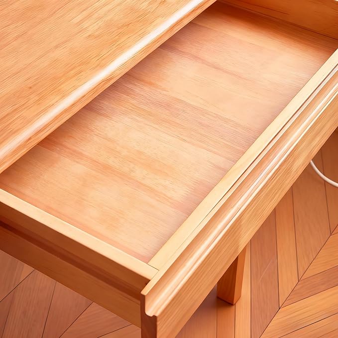 47"x24" Solid Wood Desk with Drawers,Wood Writing Desk for Small Spaces, Home Office Desks for Work,Gaming Study PC Desk for Bedroom,Student Computer Desks(Natural Wood Color, 47 inch)