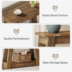 Tribesigns Wood End Table, Small Side Table with 2 Storage Shelves, Rustic Accent Narrow Nightstand for Living Room, Bedroom (1)
