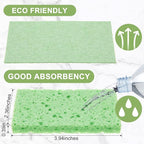 Zhengmy 100 Pieces Kitchen Sponge Bulk Natural Sponges for Dishes Compressed Wood Pulp Sponges Cleaning Sponge Without Scratching for Kitchen Bathroom, 3.9 x 2.4 x 0.12 Inch (Green)
