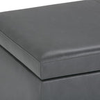 SIMPLIHOME Avalon 48 inch Wide Contemporary Rectangle Storage Ottoman Bench in Stone Grey Vegan Faux Leather, Assembled, For the Living Room, Entryway and Family Room
