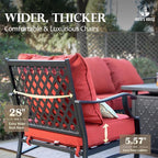 HERA'S HOUSE 5 Pieces Patio Furniture Set, 2 x Rocking Chair, 2 x Ottoman, 1 x 3-Seat Sofa, All Cushioned 7 Seats Metal Outdoor Conversation Set for Lawn Garden Backyard