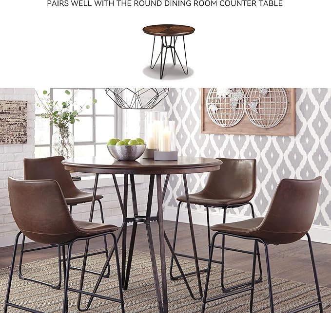 Signature Design by Ashley Centiar 24" Counter Height Modern Bucket Barstool 2 Count, Brown