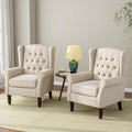 Accent Chair, Upholstered Armchair with Button Tufted High Back & Solid Wood Legs, Comfy Wingback Reading Single Sofa Chair for Small Spaces, Living Room, Bedroom