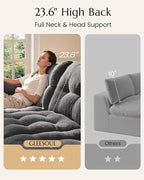 High Back Boneless Couch, Loveseat Cloud Couch with Versatile 2-Pack Pillow Blankets, Corduroy Modular Sectional Sofa, No Assemble Sectional Couches for Living Room, Dark Grey