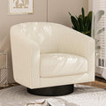360° Swivel Accent Chairs, Modern Bucket Chair, Corduroy Barrel Armchair, Comfy Boucle Chair, Single Sofa for Living Room Bedroom. Cream White