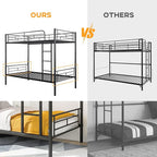 Merax Bunk Bed with Ladder and high Guardrail, Able to Split, Metal Bunk Bed, Storage Space, Noise Free,Twin Over Twin Size,Black