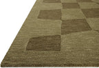 Loloi Leanne Ford Craven Collection CVN-03 Green/Olive 2'-6" x 7'-6" Runner Rug Checkered, Patterned, Neutral, Hallway, Kitchen, Mudroom, and Bathroom