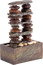 Alpine Corporation TT8002 Indoor/Outdoor Tabletop Stacked Rocks Eternity Fountain, Modern Rocks Tabletop Fountain 12", Brown