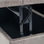 SIMPLIHOME Harrison 36 inch Wide Transitional Square Coffee Table Storage Ottoman in Distressed Grey Taupe Vegan Faux Leather, Assembled, For the Living Room and Bedroom