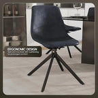 LeisureMod Markley Swivel Leather Dining Side Chair with Durable Iron Legs – Comfortable Accent Chair for Kitchen, Dining Room, or Office Set of 4
