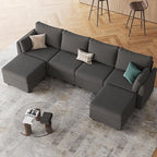 114.17" Modular Sectional Sofa, 6 Seat Sectional Couches with Storage, Memory Foam, Convertible Modular Couch for Living Room, U Shaped Comfy Modular Sofa with Chaise, Dark Grey