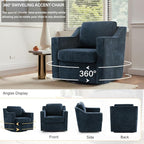 UIXE Swivel Accent Chair Set of 2, Chenille Upholstered Arm Chair for Living Room, Modern Club Armchair Comfy Single Sofa Bedroom Reading Seat with Lumbar Pillow - Navy Blue