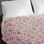 Berkshire Blanket Peanuts® VelvetLoft® Cute Character Snoopy Plush Blanket,Poses and Hearts Blush,King 90 in x 108 in (Official Peanuts® Product)