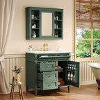 36" Bathroom Vanity with Matching Medicine Cabinet, Modern Sink Storage Cabinet with Drawers, Soft Closing Doors and Shelf, Bathroom Vanities with Sink & Mirror