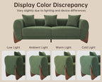 Morden Fort Modern Cloud Couch - 3 Seater Sherpa Boucle Sofa with Wood Legs, Ultra-Thick High Resilience Cushion with 3 Matching Pillows Upholstered Comfy Couch Sofa for Living Room - Forest Green