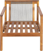 Christopher Knight Home Veera Set of 2 Acacia Wood Lounge Chair Outdoor with Rope Accent, Accent Chair with Water-Repellent Cushions, Comfy Chairs for Garden/Backyard, Patio Furniture, Teak + Cream