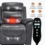 PELUMY Power Lift Recliner Chair for Elderly with Massage and Heat, Dual Motor Heavy Duty 350lbs Recliner, 8-Point Vibration & Lumbar Heating, Electric Lift Chair (Breathable Leather, Dark Grey)