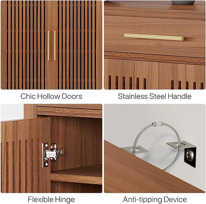 Tribesigns Shoe Cabinet, 5-Tier Shoe Storage Cabinet with Louvered Doors and Drawer, Freestanding Wooden Shoe Rack Organizer with Adjustable Shelves for Entryway, Hallway, Closet, Brown