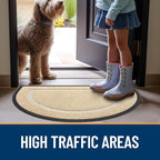 OLANLY Half Circle Door Mat Indoor Outdoor Entrance Welcome, Waterproof All-Season, All-Weather Doormat, Sturdy Natural Rubber, Low Profile, Easy Clean Patio Porch Entryway Mat, 59x34, Beige