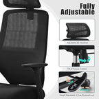 Okeysen Ergonomic Mesh Office Chair, High Back Swivel Computer Chair with 2D Adjustable Headrest, S-Shaped Lumbar Support, and Breathable Padded Seat for Home Office