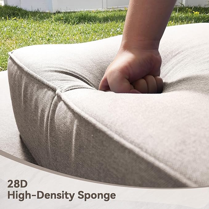 Luxury 6" Outdoor Cushions for Patio Furniture, 24x24x6" Thick Seat Cushion Set of 2, Fade Resistant Couch Chair Replacement Cushions High Density Deep Wicker Chair Cushion w/ Removable Cover, Beige