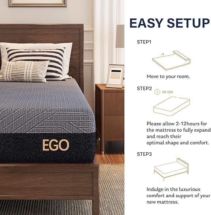 MLILY EGOHOME 10 Inch King Mattress, Copper Gel Cooling Memory Foam Mattress for Back Pain Relief,Therapeutic Double Mattress Bed in a Box, Made in USA, CertiPUR-US Certified, 76x80x10 Black